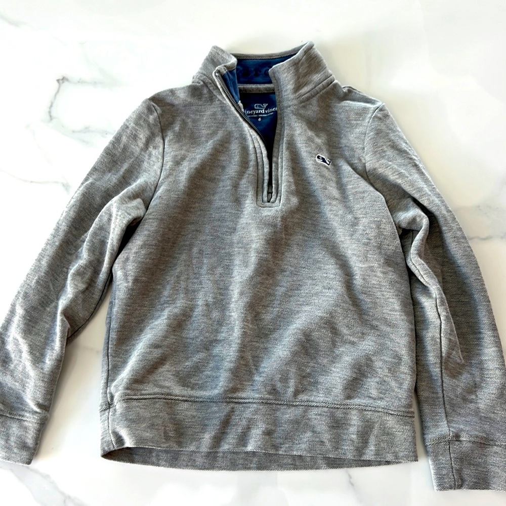 Boys Quater Zip Sweater Gray